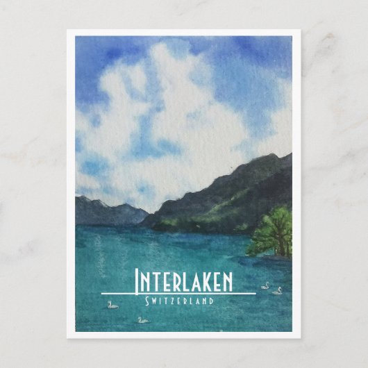 Interlaken Suisse voyage carte postale art (Devant)