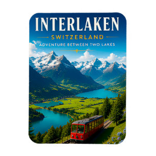 🏞️ Interlaken Zwitserland Alpenvallei Huisdecorat Magneet