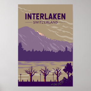 Interlaken Zwitserland Reizen Kunst Vintage Poster