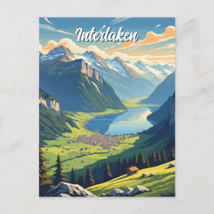 Interlaken Zwitserland Reizen Vintage Briefkaart