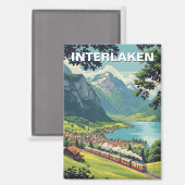 Interlaken Zwitserland Reizen Vintage Magneet (Voorkant / Achterkant)