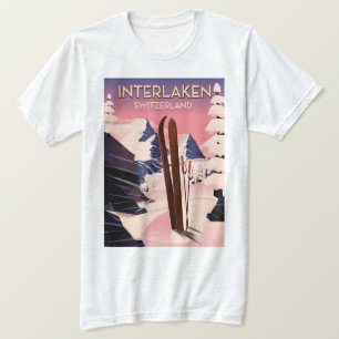 Interlaken Zwitserland Ski reisposter. T-shirt