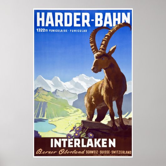 Interlaken,Zwitserland,Ski Travel Poster (Voorkant)