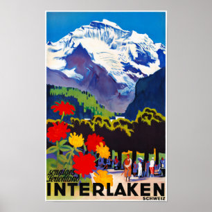 Interlaken Zwitserland Vintage Poster hersteld