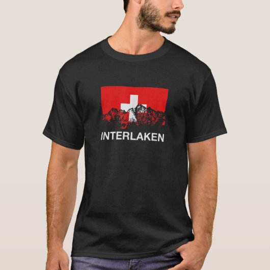 Interlaken Zwitserland Zwitserse vlag T Shirt (Voorkant)