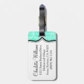 Interlink oval motif aqua nom étiquette bagage (Dos Vertical)