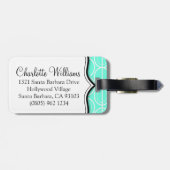 Interlinking ovaal patroon aqua naam bagagelabel (Achterkant horizontaal)