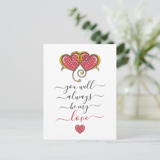 Interlocked Hearts Custom Elegant Valentijn Day Briefkaart (Staand voorkant)