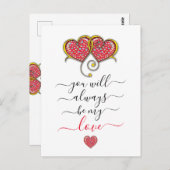Interlocked Hearts Custom Elegant Valentijn Day Briefkaart (Voorkant / Achterkant)