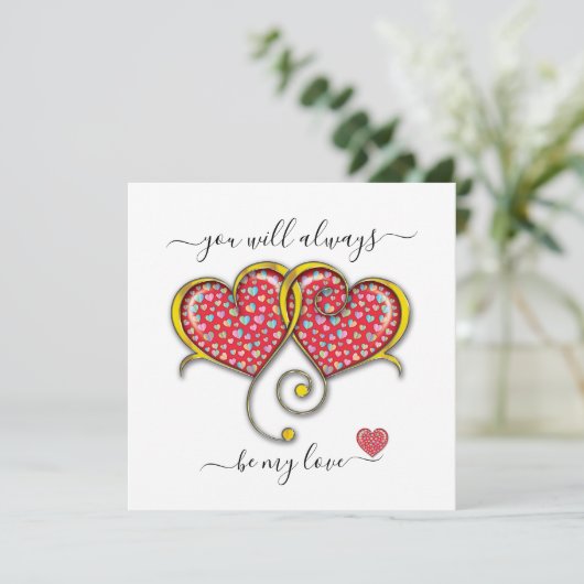 Interlocked Hearts Custom Elegant Valentijn Day Kaart (Staand voorkant)