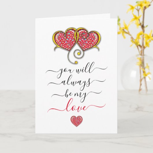 Interlocked Hearts Custom Elegant Valentijn Day Kaart (Gele Bloem)