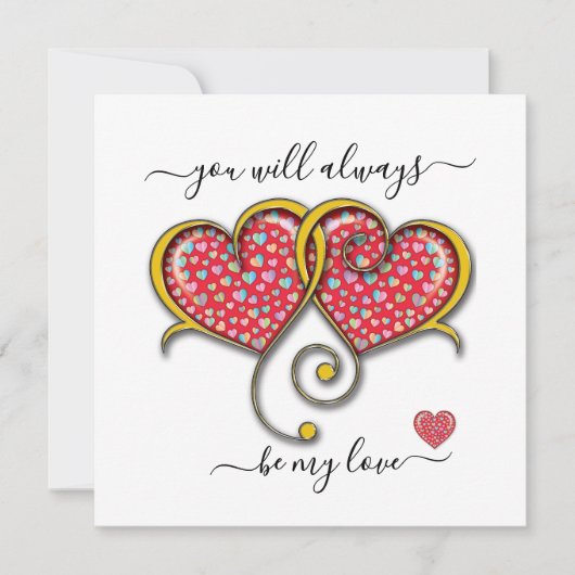 Interlocked Hearts Custom Elegant Valentijn Day Kaart (Voorkant)
