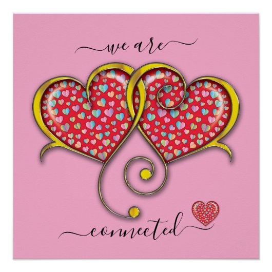 Interlocked Hearts Custom Elegant Valentijn Day Perfect Poster (Voorkant)