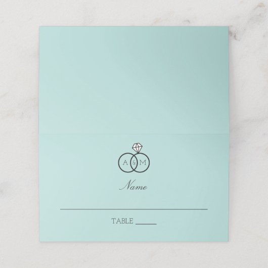 Interlocked Rings Robin's Egg Blue Monogrammed (Buitenkant ongevouwen)