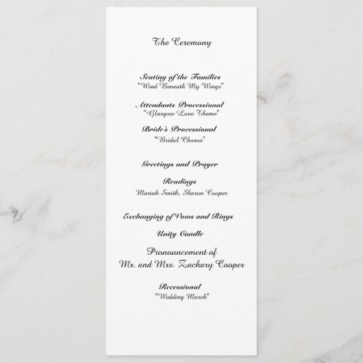 "Interlocking Hearts" Wedding Program Programma (Achterkant)