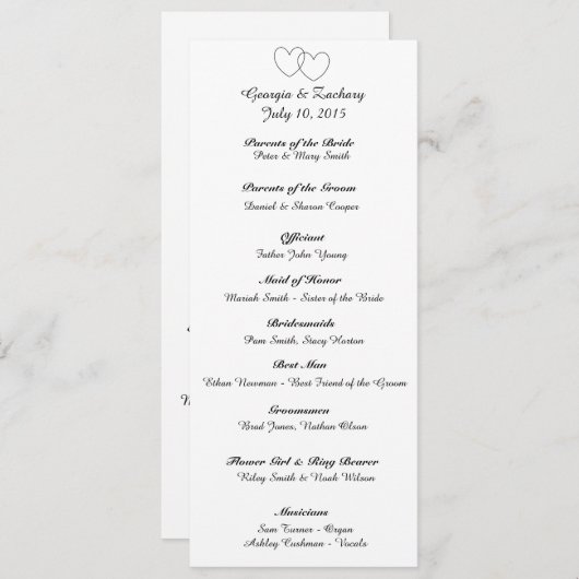 "Interlocking Hearts" Wedding Program Programma (Voorkant / Achterkant)