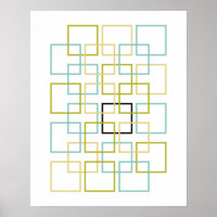 Interlocking Squares Blue Green White Black