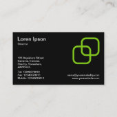 Interlocking Squares - Martian Green op Black Visitekaartje (Achterkant)