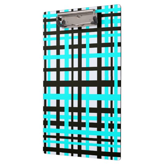 Interlocking Stripes Black White Blauwgroen Klembord (Links)