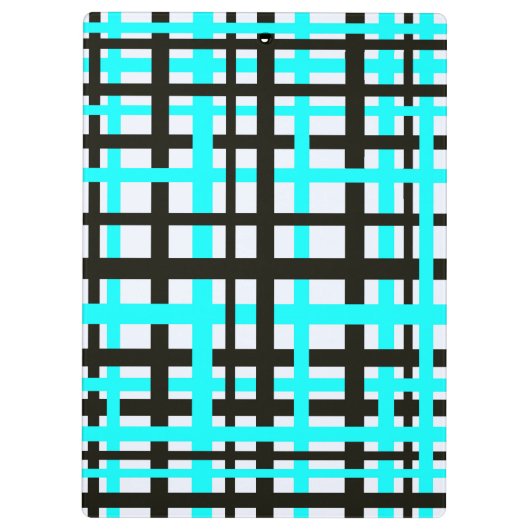 Interlocking Stripes Black White Blauwgroen Klembord (Achterkant)