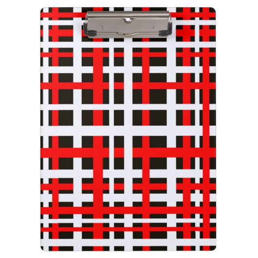 Interlocking Stripes Black White Red Klembord (Voorkant)