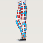 Interlocking Stripes White Red Light Blue Leggings (Links)