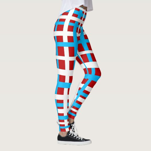 Interlocking Stripes White Red Light Blue Leggings (Rechts)