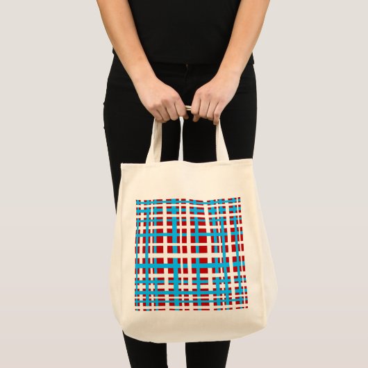 Interlocking Stripes White Red Light Blue Tote Bag (Voorkant (product))