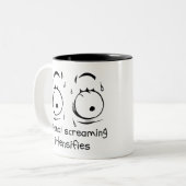 Intern screeningprogramma versterkt Meme FaceSweat Tweekleurige Koffiemok (Voorkant links)