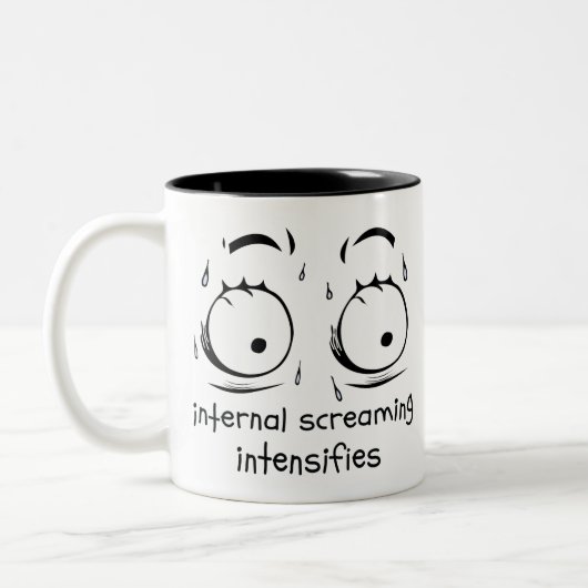 Intern screeningprogramma versterkt Meme FaceSweat Tweekleurige Koffiemok (Links)