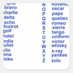 Internationaal Alfabet Vierkante Sticker