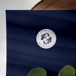 Internationaal > Japans   Blue Koi Fish Bruiloft r Ronde Sticker