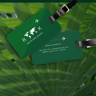 Internationaal Reizen wereldwijd monogram GROEN Bagagelabel