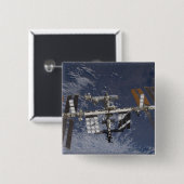 Internationaal ruimtestation in baan om aarde vierkante button 5,1 cm (Voorkant /achterkant)