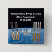 Internationaal Ruimtestation ISS 20e Jubileum Vierkante Button 5,1 Cm (Voorkant)