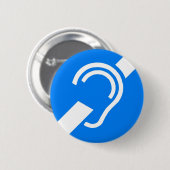 Internationaal symbool voor doven ronde button 5,7 cm (Voorkant /achterkant)