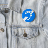 Internationaal symbool voor doven ronde button 5,7 cm (In situ)