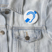 Internationaal symbool voor doven ronde button 5,7 cm (In situ)