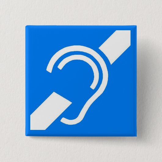 Internationaal symbool voor doven vierkante button 5,1 cm (Voorkant)