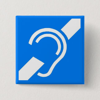 Internationaal symbool voor doven vierkante button 5,1 cm