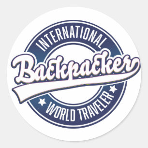 International Backpacker Word Reiziger logo Ronde Sticker