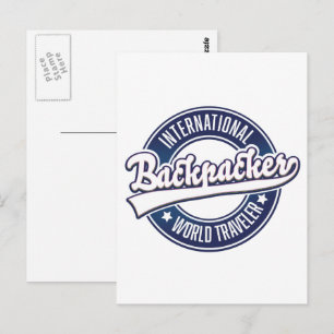 International Backpacker Word Traveler logo Briefkaart