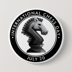 International Chess Day, HORSE Ronde Button 7,6 Cm