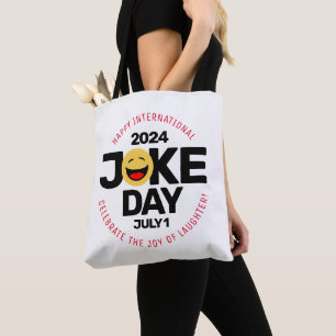 International Joke Day lachend gezicht Draagtas