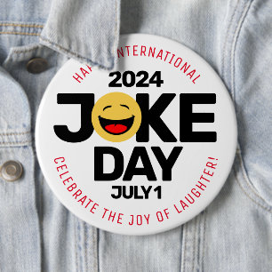 International Joke Day lachend gezicht Ronde Button 6,0 Cm