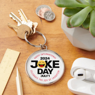 International Joke Day lachend gezicht Sleutelhanger