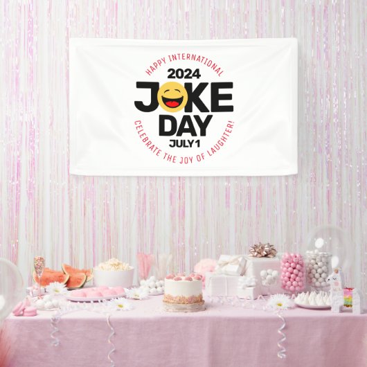 International Joke Day lachend gezicht Spandoek (Feest)