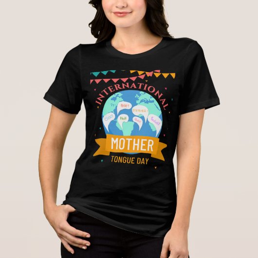 International Mother Language Day Multilingual Ear Tri-Blend Shirt (Voorkant)