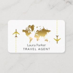 International Travel Agent Wereldkaart Gold Glitte Visitekaartje