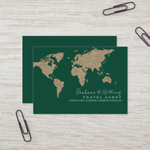 International Travel Agent World-Map Green Visitekaartje